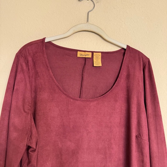 WRANGLER Fringed Suede Dress Cowgirl Country Wester Marron Burgundy Wine Sz XL - Picture 4 of 12